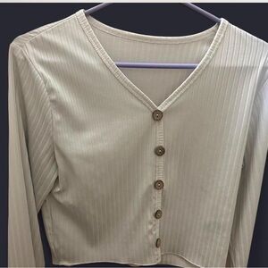 Elegant Cream Button-Up Women's Top
